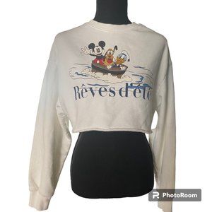 Divided by H&M Women's Disney Mickey Mouse Cropped Sweatshirt "Reves Dete" sz XS